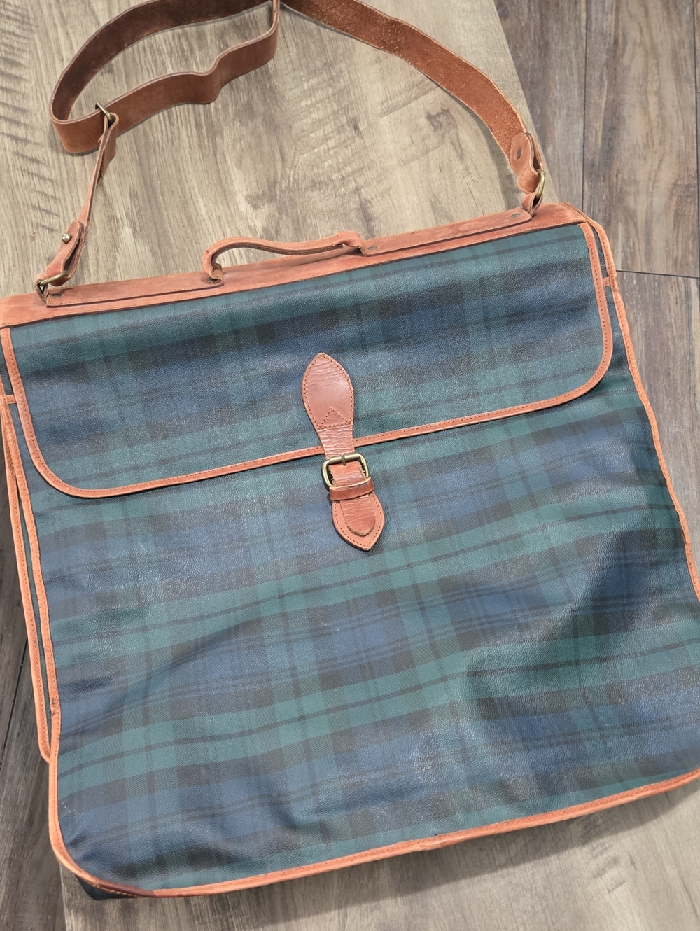 Vintage Polo Ralph Lauren Blackwatch Plaid Garment Bag COMPLETE Hook Strap Brush